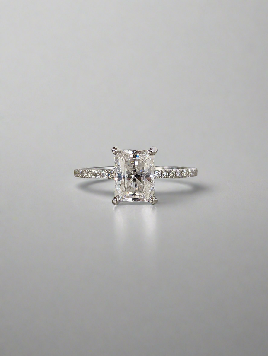 Engagement Ring - Rectangular Princess Cut Moissanite Wedding Ring