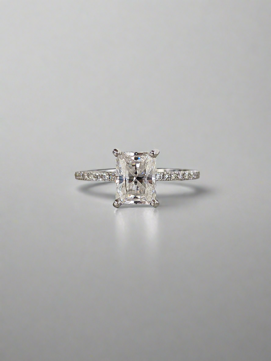 Engagement Ring - Rectangular Princess Cut Moissanite Wedding Ring