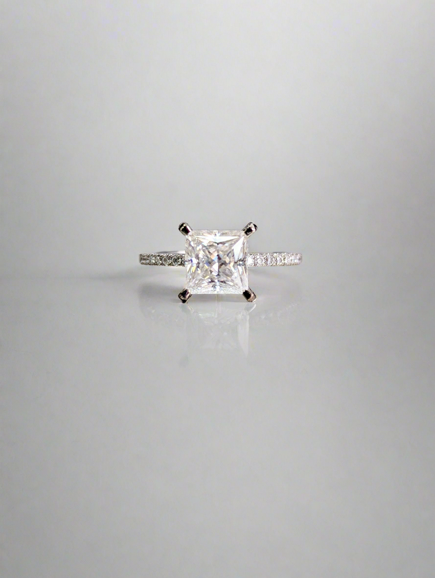 Engagement Ring - Princess Cut Moissanite Ring