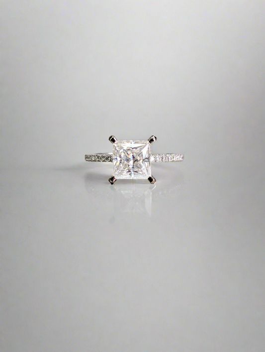 Engagement Ring - Princess Cut Moissanite Ring