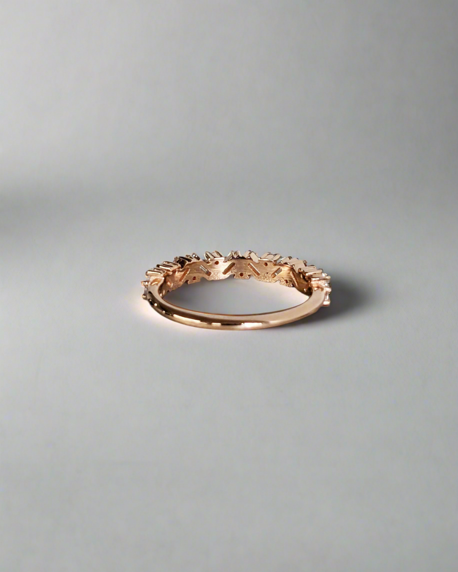 Wedding Band - Baguette and Round Moissanite Ring,