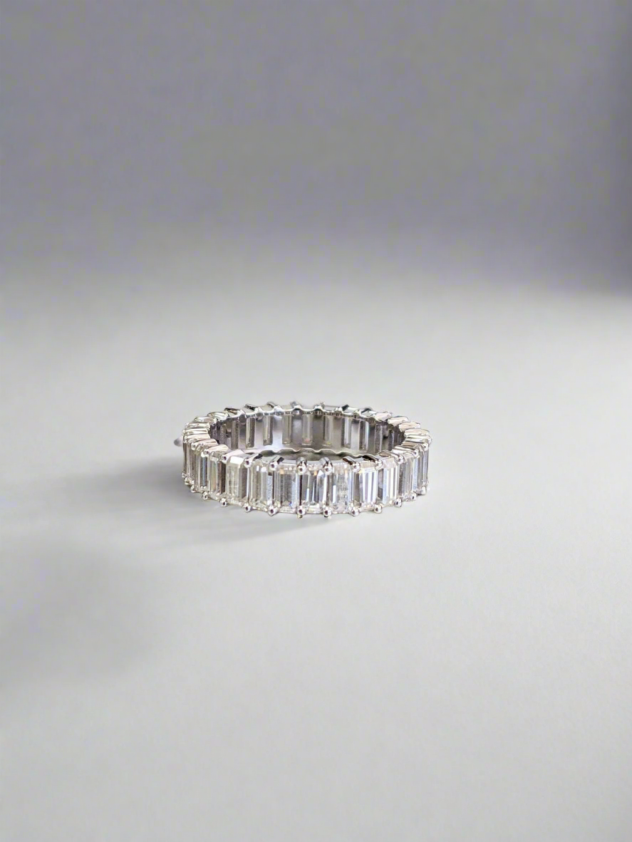 Wedding Band - Emerald Moissanite Full Eternity Band