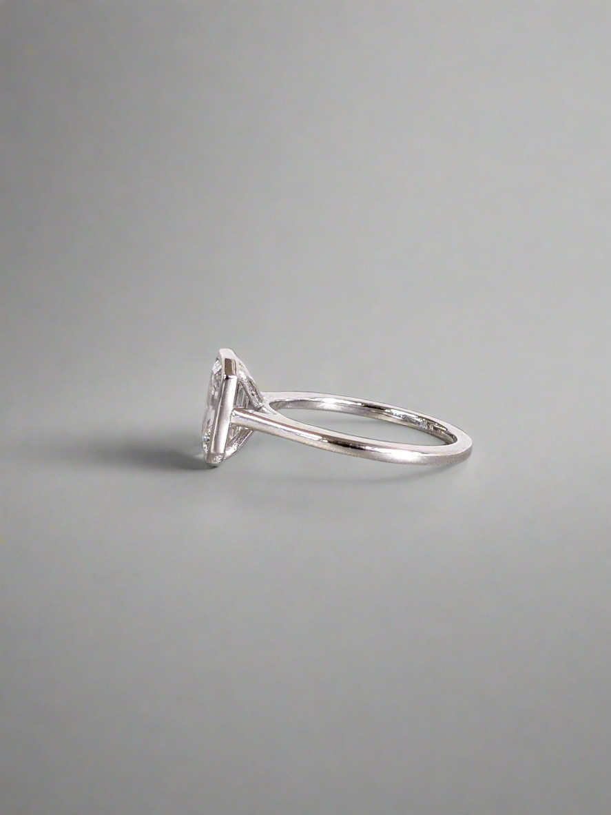 Engagement Ring - Emerald Cut Solitaire Bezel Ring