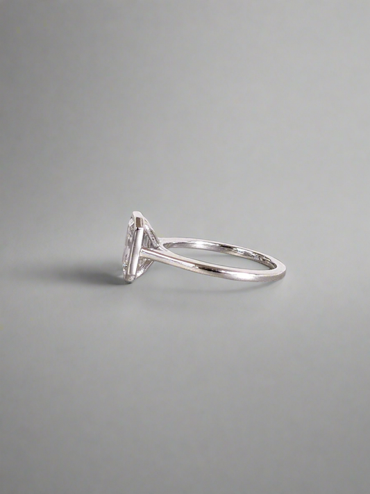 Engagement Ring - Emerald Cut Solitaire Bezel Ring