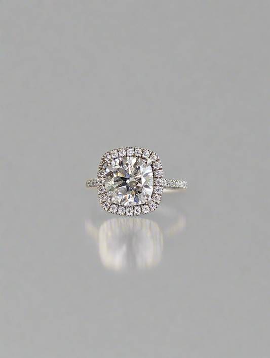 Engagement Ring - Cushion Cut Halo Moissanite