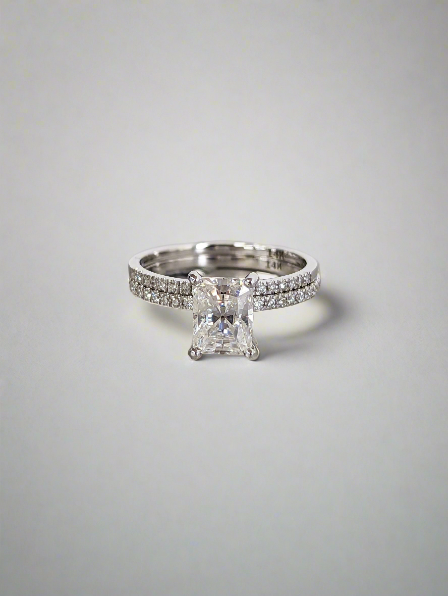 Engagement Ring - Rectangular Princess Cut Moissanite Wedding Ring