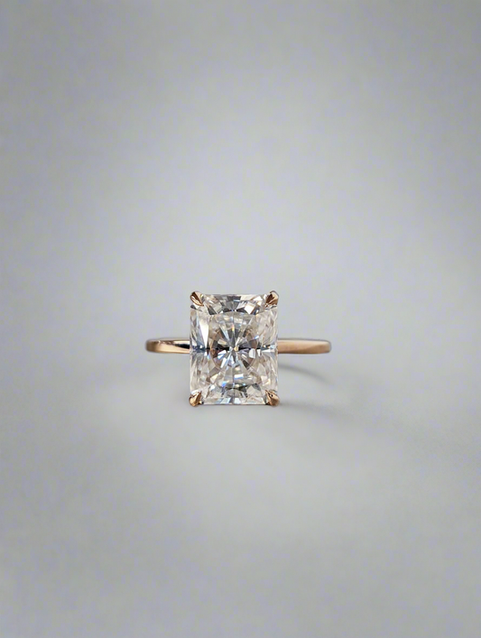 Engagement Ring - Rectangular Princess Cut with Hidden Halo Ring