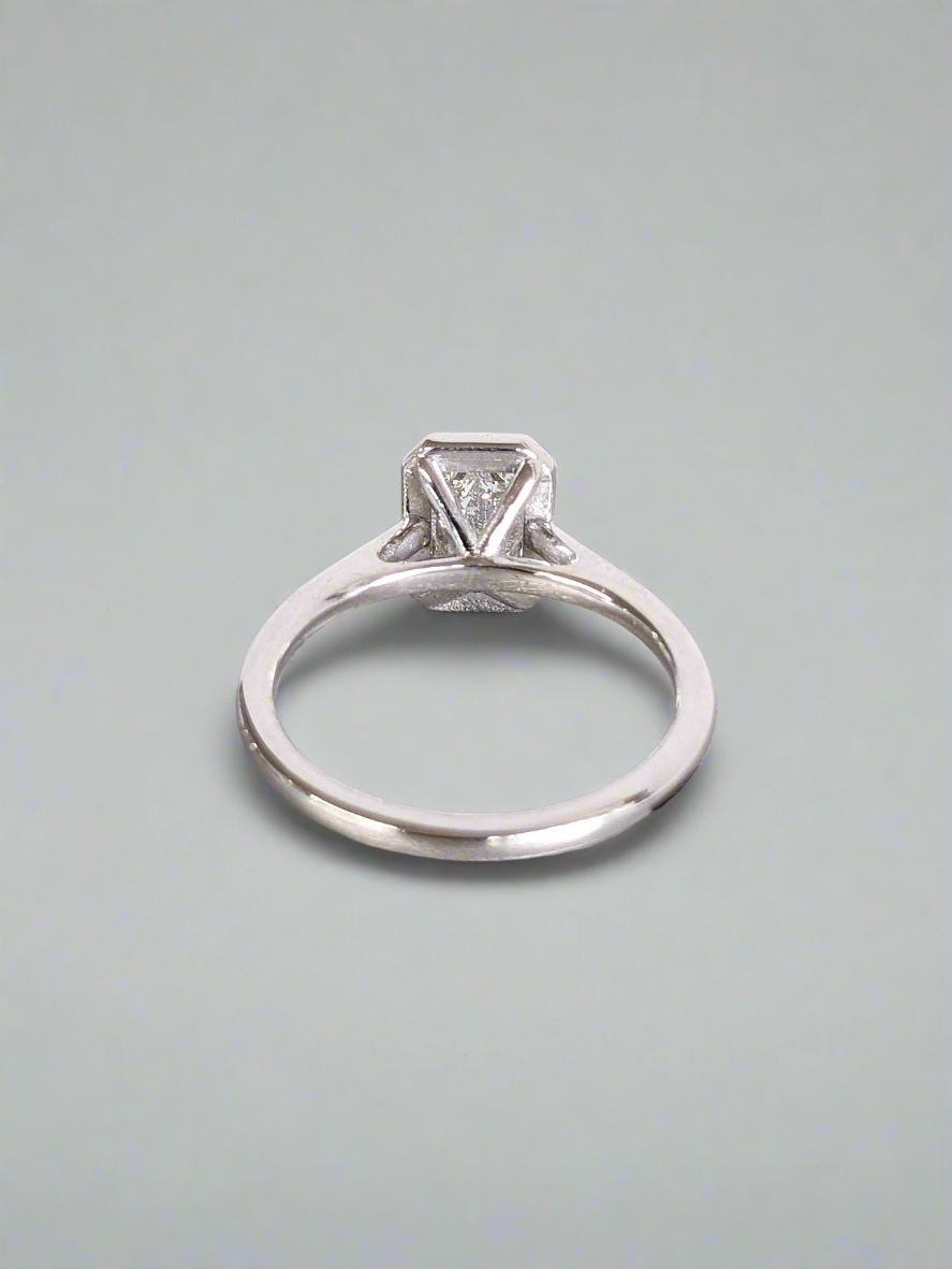 Engagement Ring - Emerald Cut Solitaire Bezel Ring