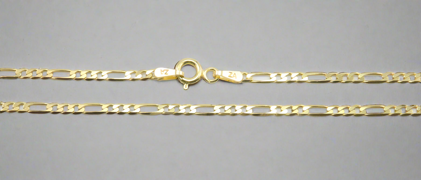 Necklace - 9ct Yellow Gold Figaro 3+1 Chains