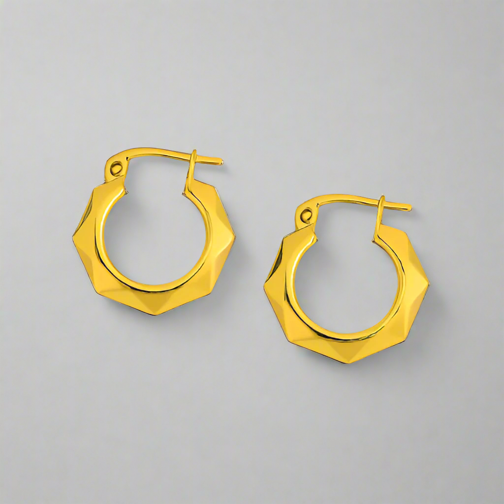 Hoop Earrings - Fancy Hoop Earrings 9ct Yellow Gold