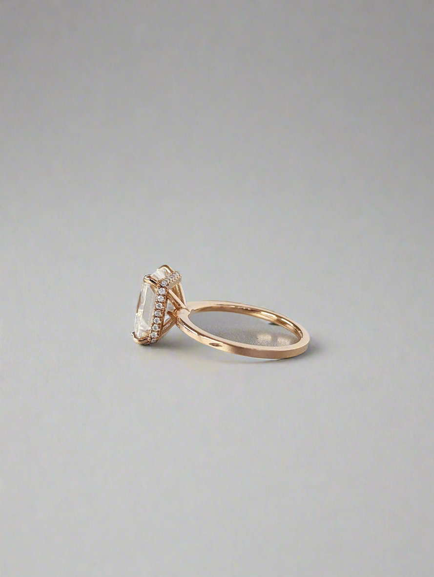 Engagement Ring - Rectangular Princess Cut with Hidden Halo Ring