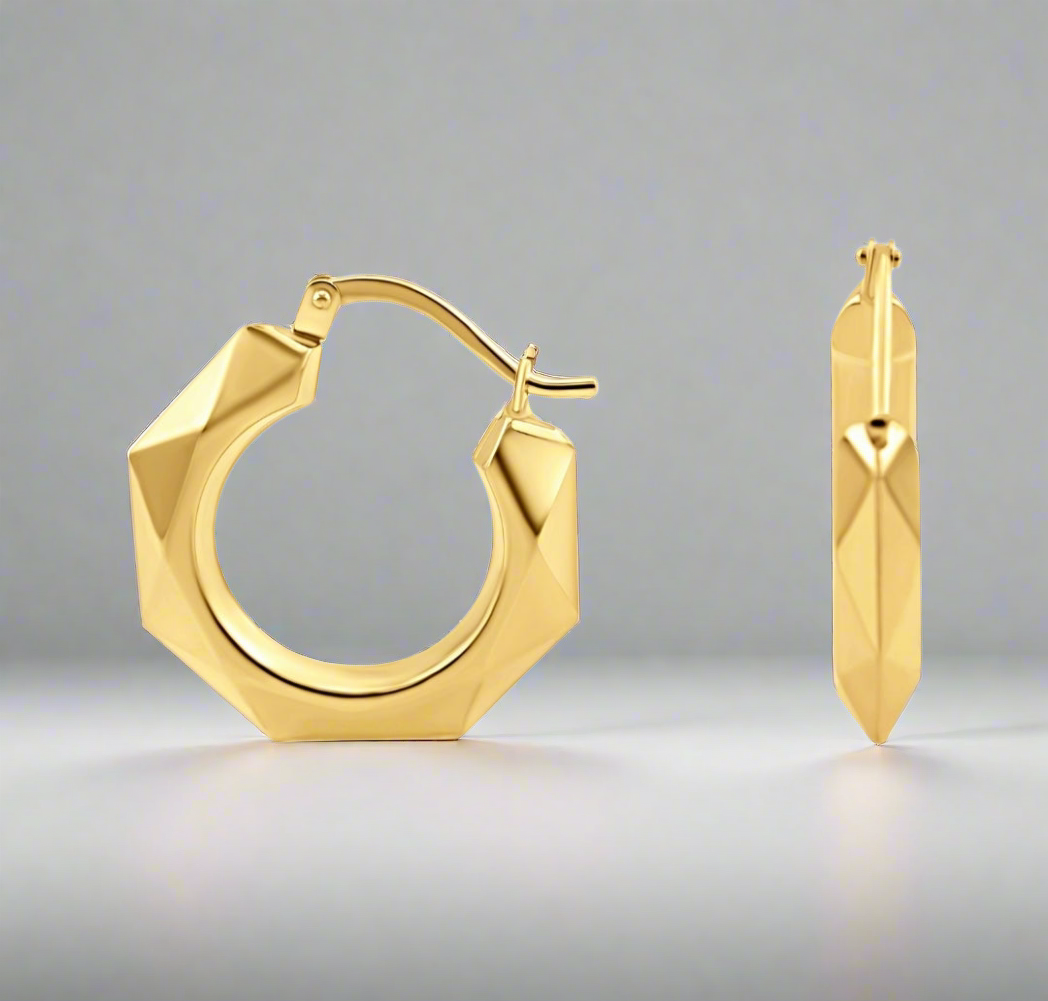 Hoop Earrings - Fancy Hoop Earrings 9ct Yellow Gold