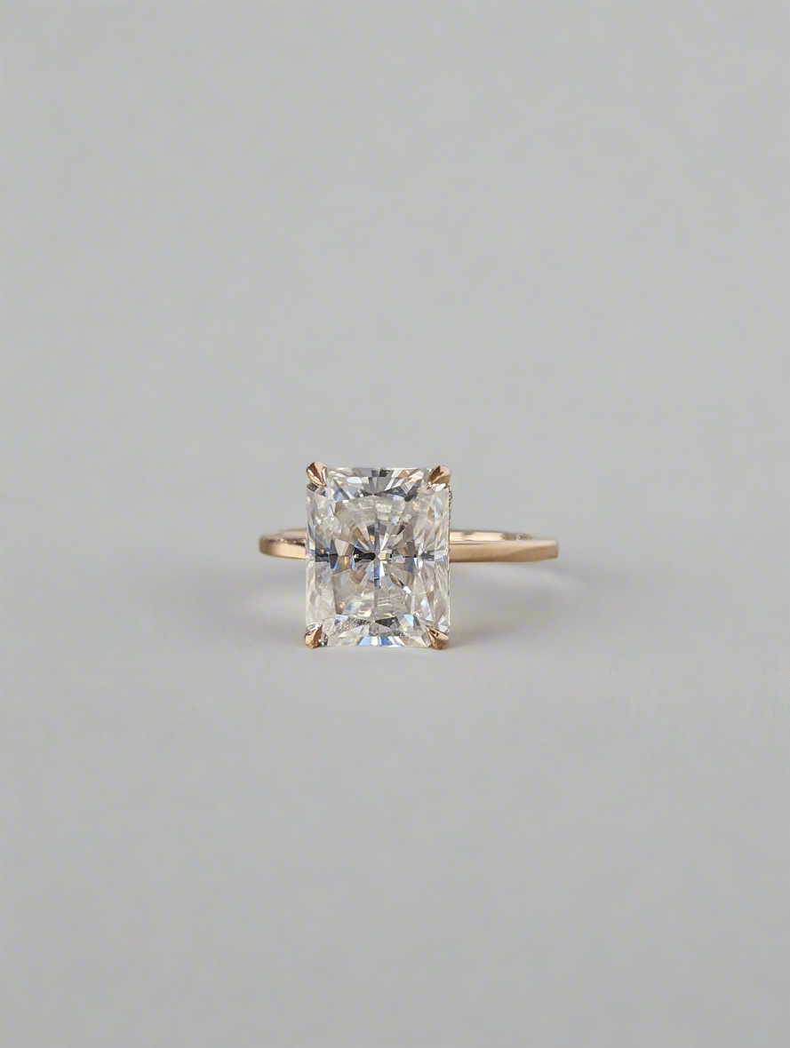 Engagement Ring - Rectangular Princess Cut with Hidden Halo Ring