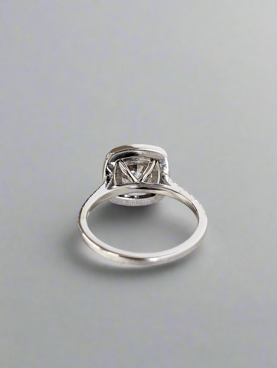 Engagement Ring - Cushion Cut Halo Moissanite