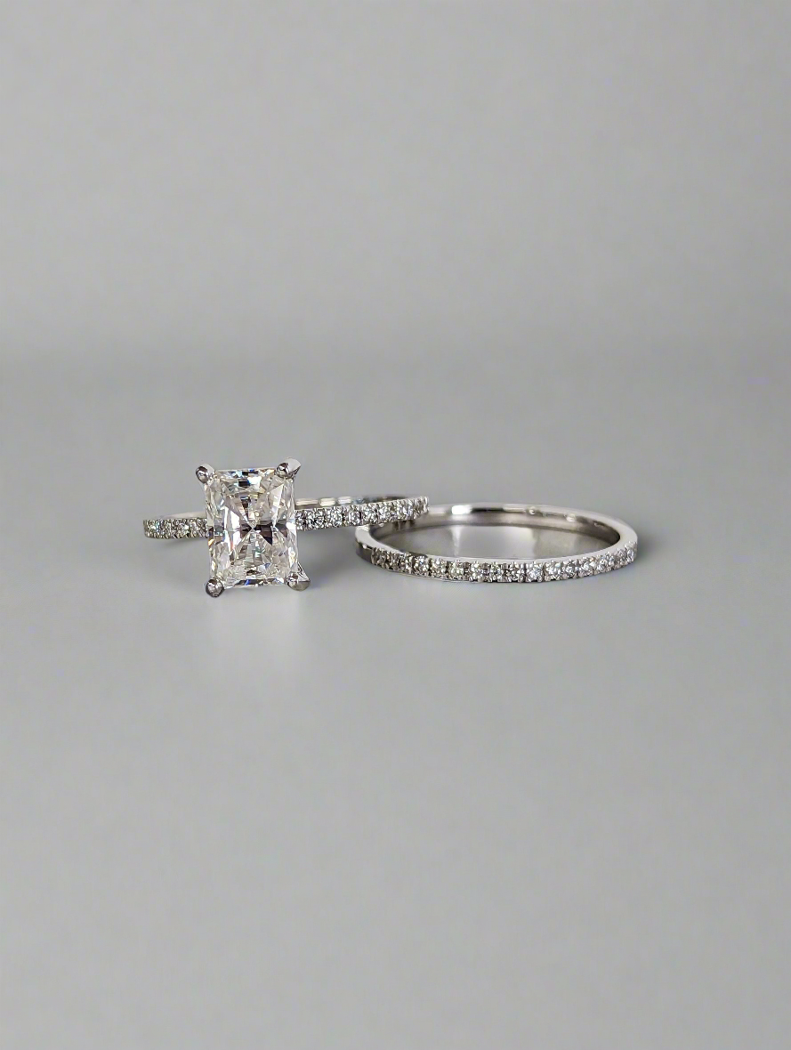 Engagement Ring - Rectangular Princess Cut Moissanite Wedding Ring