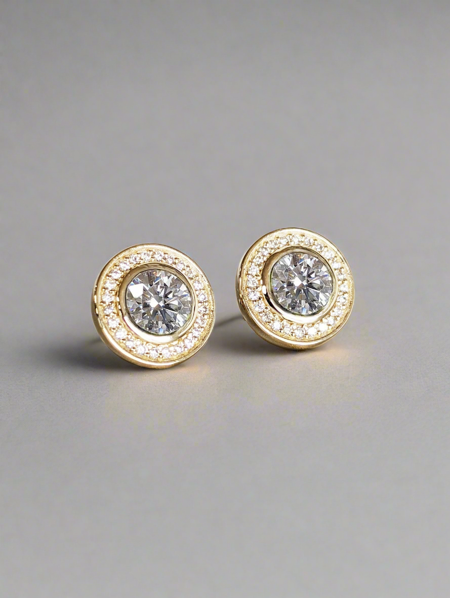 Stud Earrings - Simulant Diamonds Halo Earrings