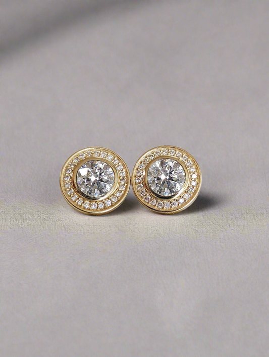 Stud Earrings - Simulant Diamonds Halo Earrings
