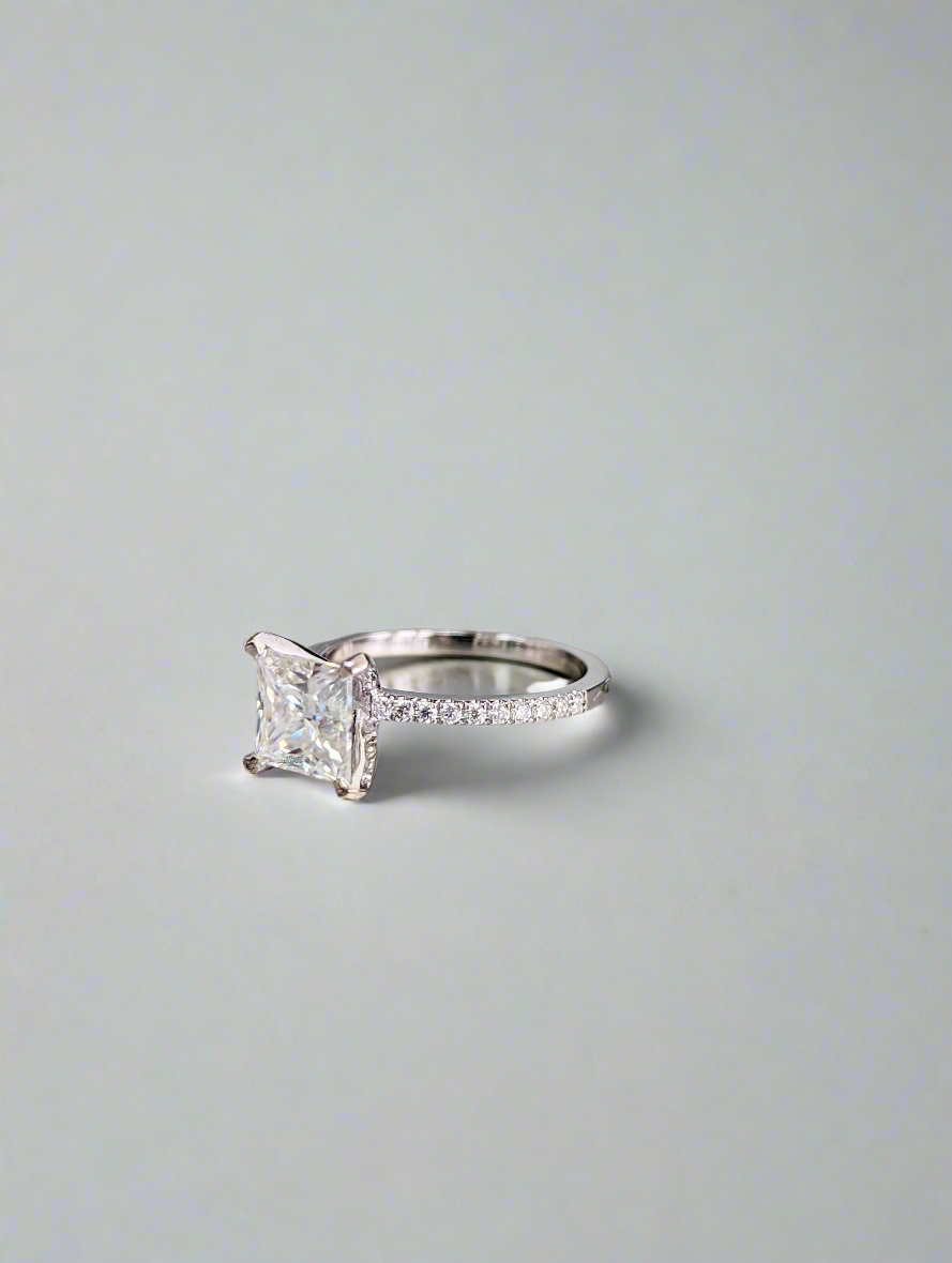 Engagement Ring - Princess Cut Moissanite Ring
