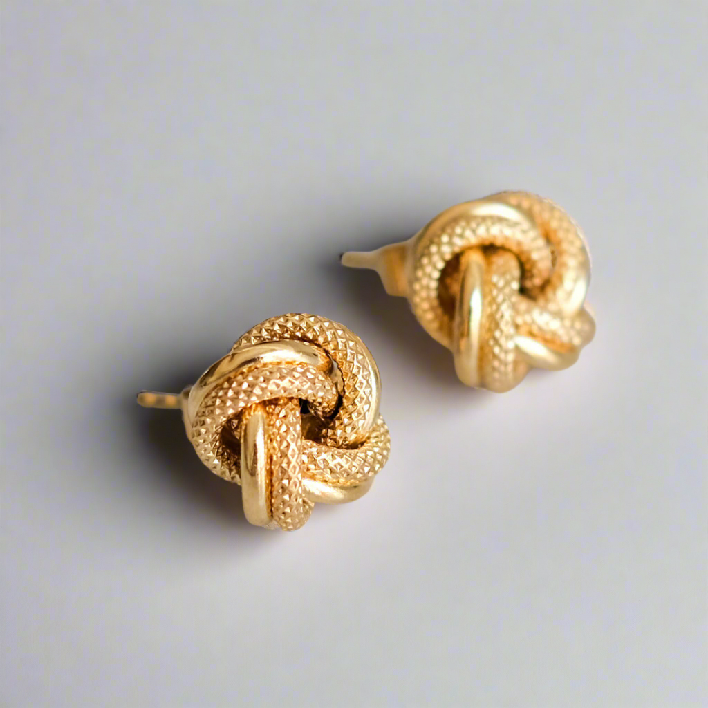 Stud Earrings - Fancy Knot Stud Earrings 9ct Yellow Gold