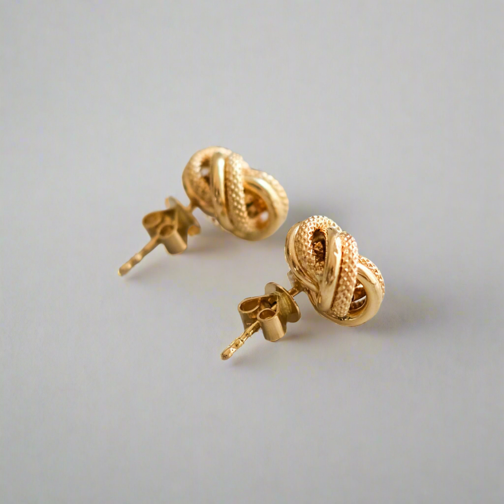 Stud Earrings - Fancy Knot Stud Earrings 9ct Yellow Gold