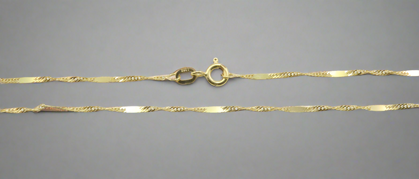 Necklace - 9ct Yellow Gold Singapore (with plate) Chains