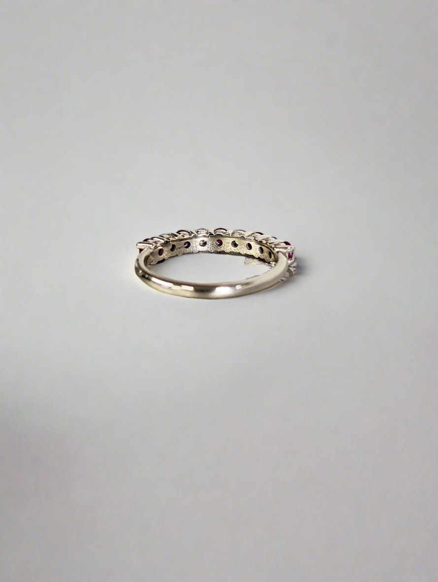 Wedding Band - Ruby and Moissanite Half Eternity Band