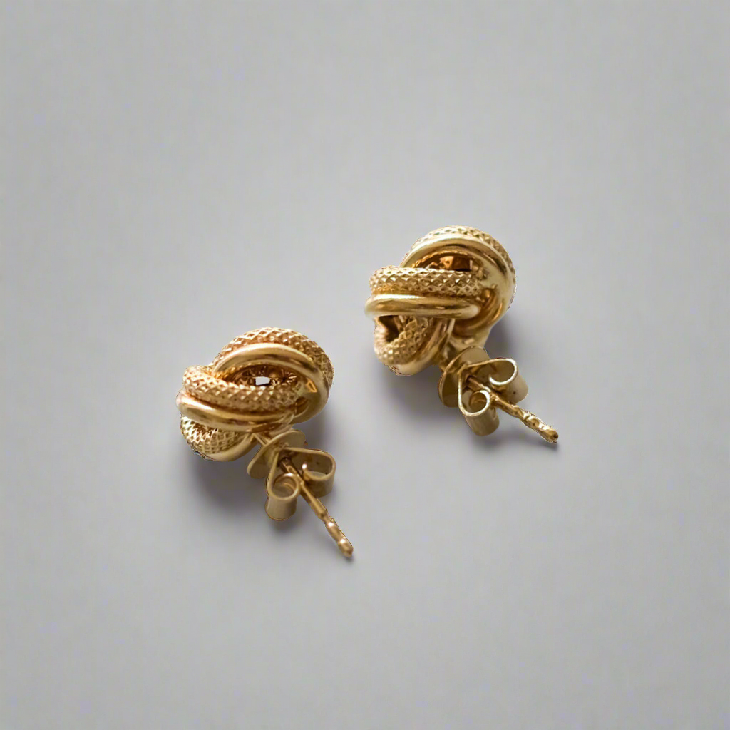 Stud Earrings - Fancy Knot Stud Earrings 9ct Yellow Gold