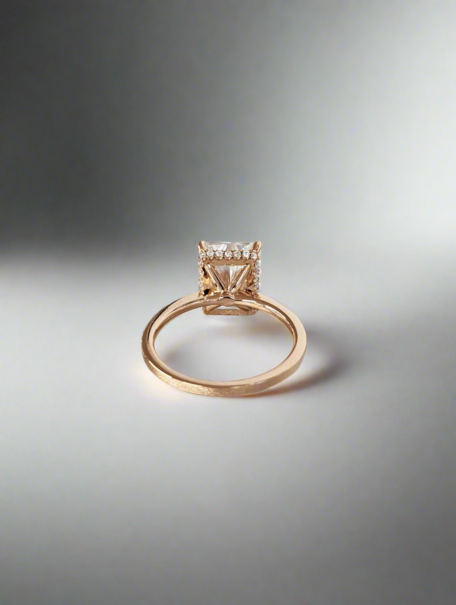 Engagement Ring - Rectangular Princess Cut with Hidden Halo Ring