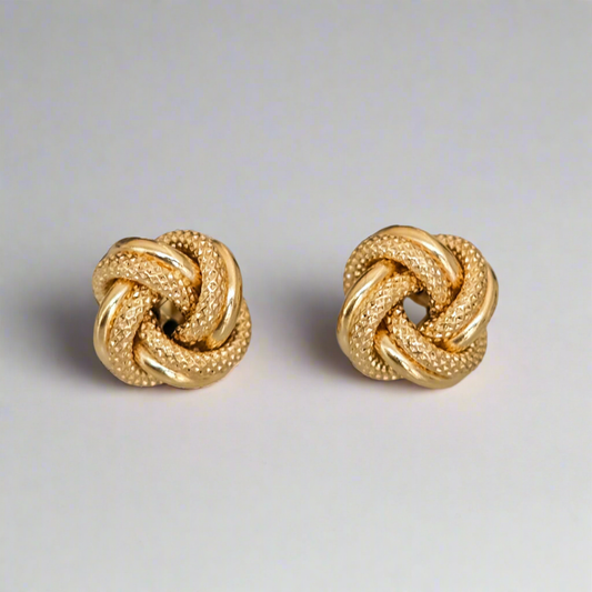 Stud Earrings - Fancy Knot Stud Earrings 9ct Yellow Gold