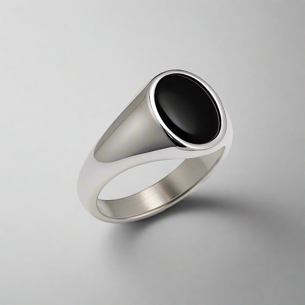 Signet Ring - Obsidian Onyx Signet Ring – Sterling Silver