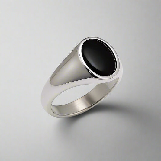 Signet Ring - Obsidian Onyx Signet Ring – Sterling Silver