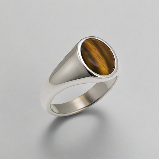 Signet Ring - Regal Tiger's Eye Signet Ring – Sterling Silver
