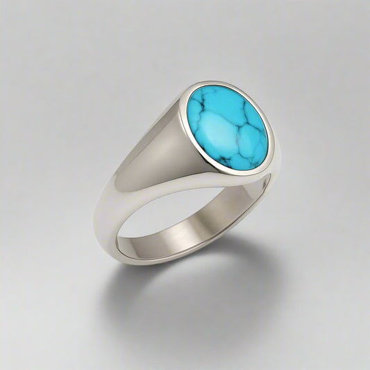 Signet Ring - Azure Turquoise Signet Ring – Sterling Silver