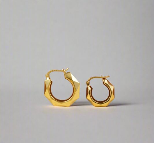 Hoop Earrings - Fancy Hoop Earrings 9ct Yellow Gold