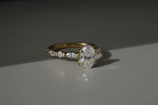 Aurora Oval Moissanite Engagement Ring – 9ct Yellow Gold