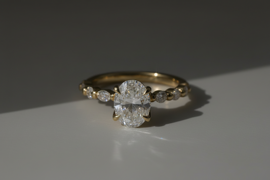 Aurora Oval Moissanite Engagement Ring – 9ct Yellow Gold